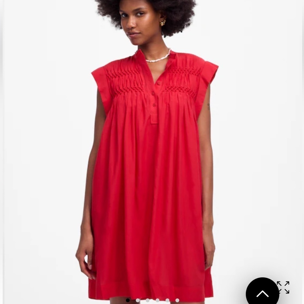 Madewell watermelon Embroidered Pleated Mini Dress - Picture 2 of 4